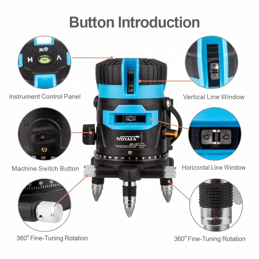 NOYAFA 5 lines 3D lazer level machine Green Beam 360 tool 12 lines 4D rotary laser levels