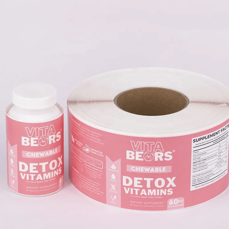 custom printing healthy pharmaceutical product spot uv bottle sticker , roll matte nutritional supplement labels