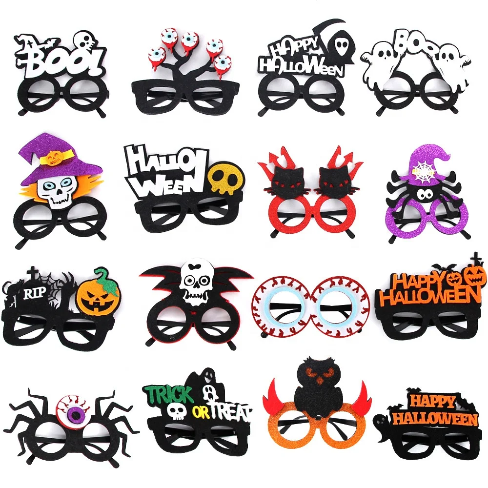 Halloween Glasses for Kids Halloween Party Favors Plastic Party Glasses Glitter Eyeglasses Halloween Photo Booth Props