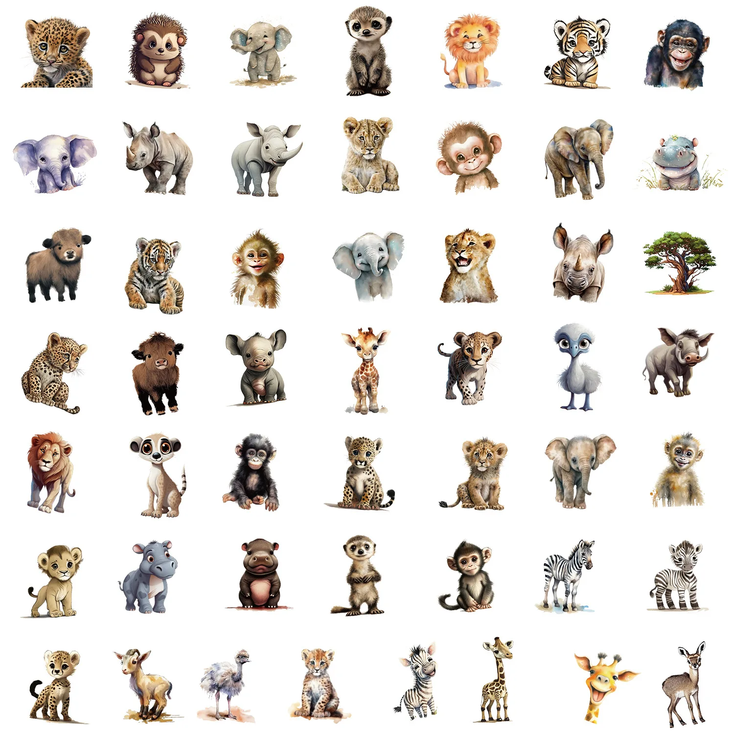 50Pcs Art Young Little Animals Cute Cartoon Graffiti Stickers For Book Bedroom Wall Vinyl Children Toy Gift Sticker