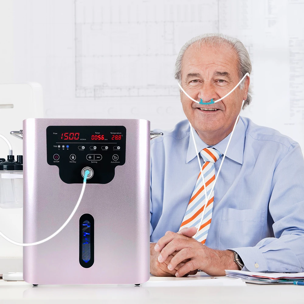 Suyzeko OEM Hho Pem Hydrogen Generator Electrolyzer 1500ml High Purity Hydrogen Breathing Inhalation Machine