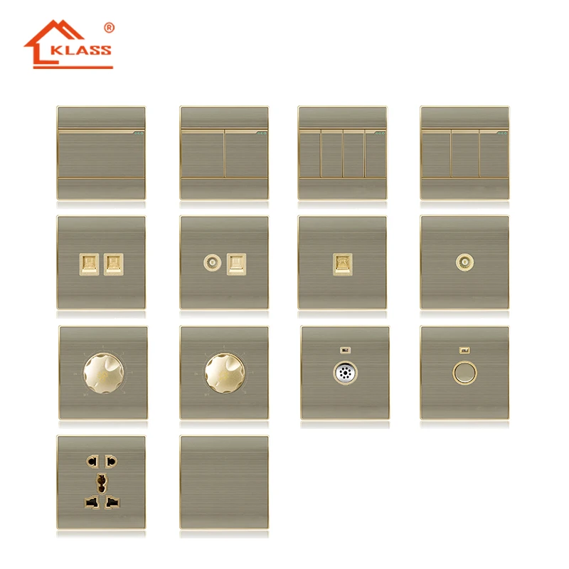 Nigeria New Design Decorative Hotel Electric Light Wall Switch and Socket Supplies 3 Years 220V 40000times