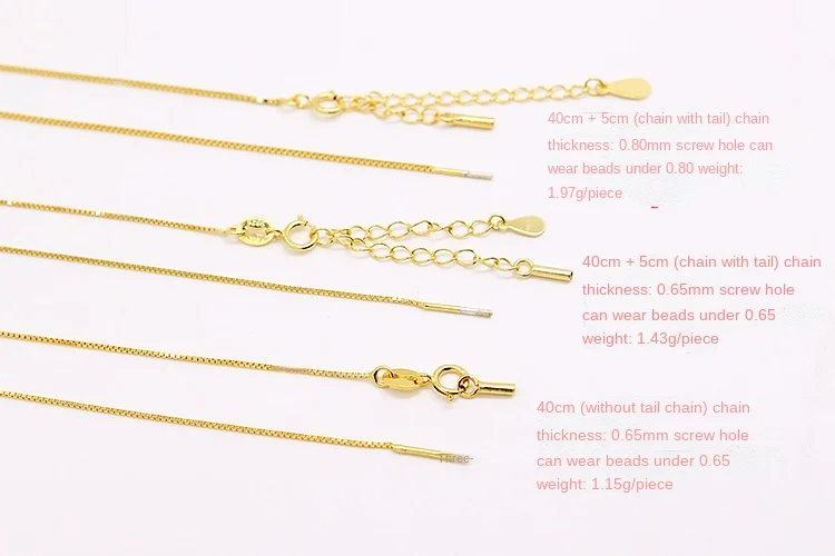 S925 Sterling Silver Screw Buckle Necklace DIY Clavicle Necklace Single Chain Pure Necklace Heart-Piercing with Needle Box Chain