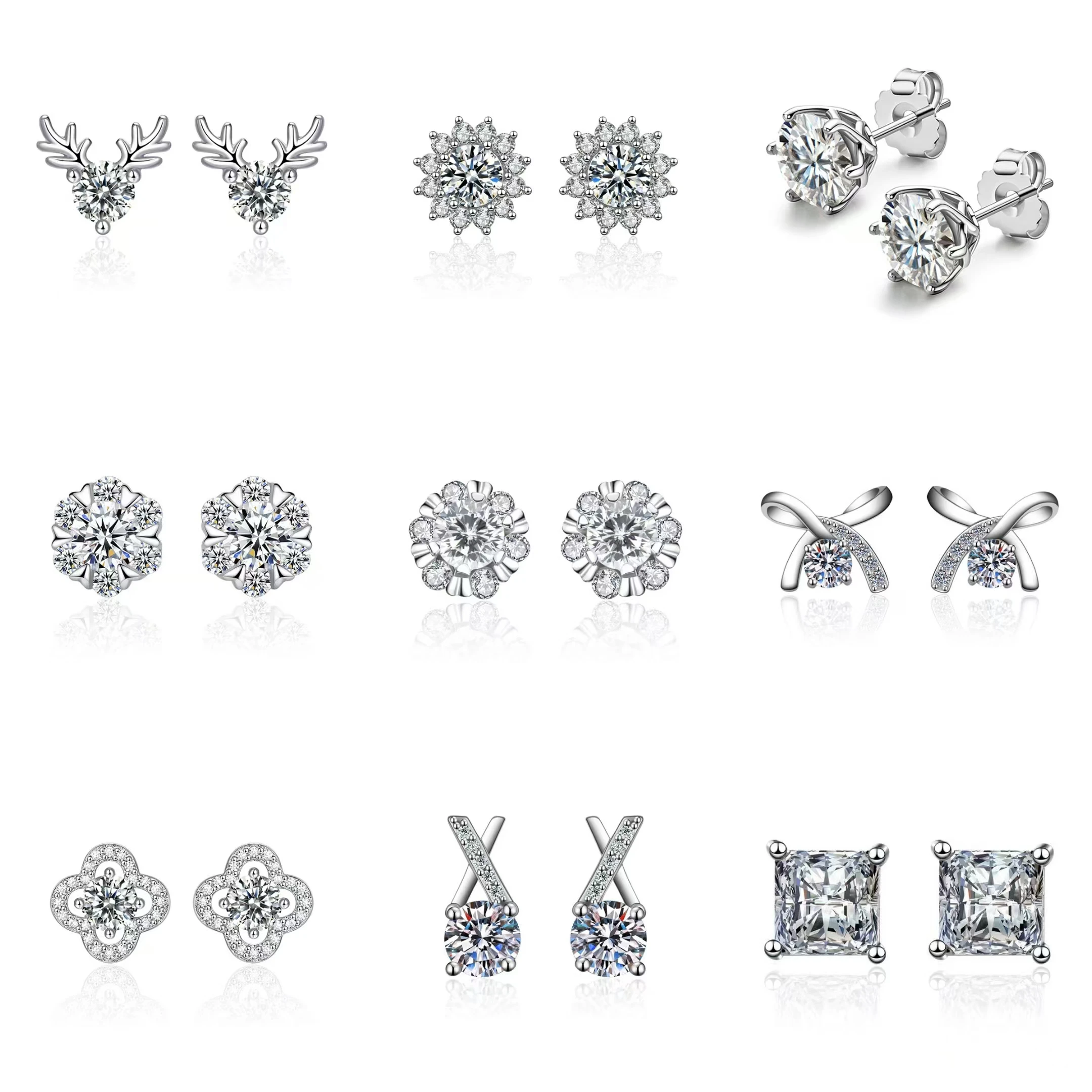 Fashion Light Luxury INS Women Jewelry Earrings Imitation Moissanite Zircon 925 Silver Brass Wedding Gift