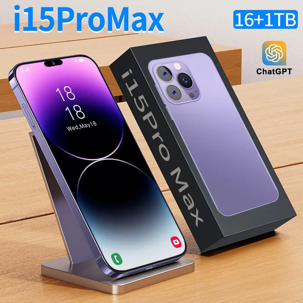 2023 Phone 15 Pro Max 6.7 Inch Original Full Screen Wifi Bt Fm Gps I15 Smartphone 16gb+512gb Android 4g 5g Mobile Phone
