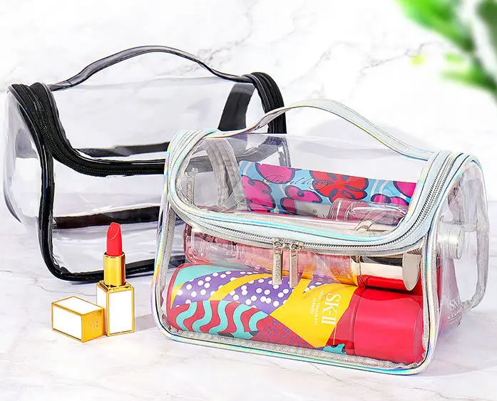 Customized PVC Clear Cosmetic Bags Waterproof Portable Makeup Storage Case For Women Large Capacity Transparent Toiletry Bags