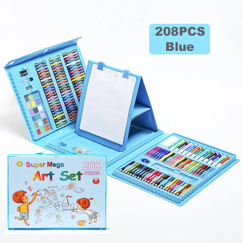 high quality rainbow kids color de arte 208 pcs piezas art brush stationery supplies pencil sets drawing painting set for kids