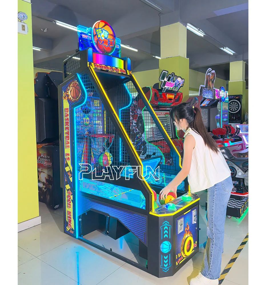 2024 New Coin Operated Kids Arcade Teen King  Sports Basketball Shooting Game Machine with 42inch LCD Video