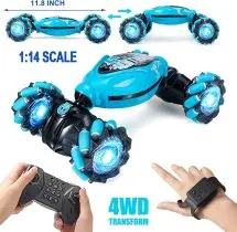kouyikou remote control stunt car with lights and music  handle and watch remote control gesture induction deformation toy gift