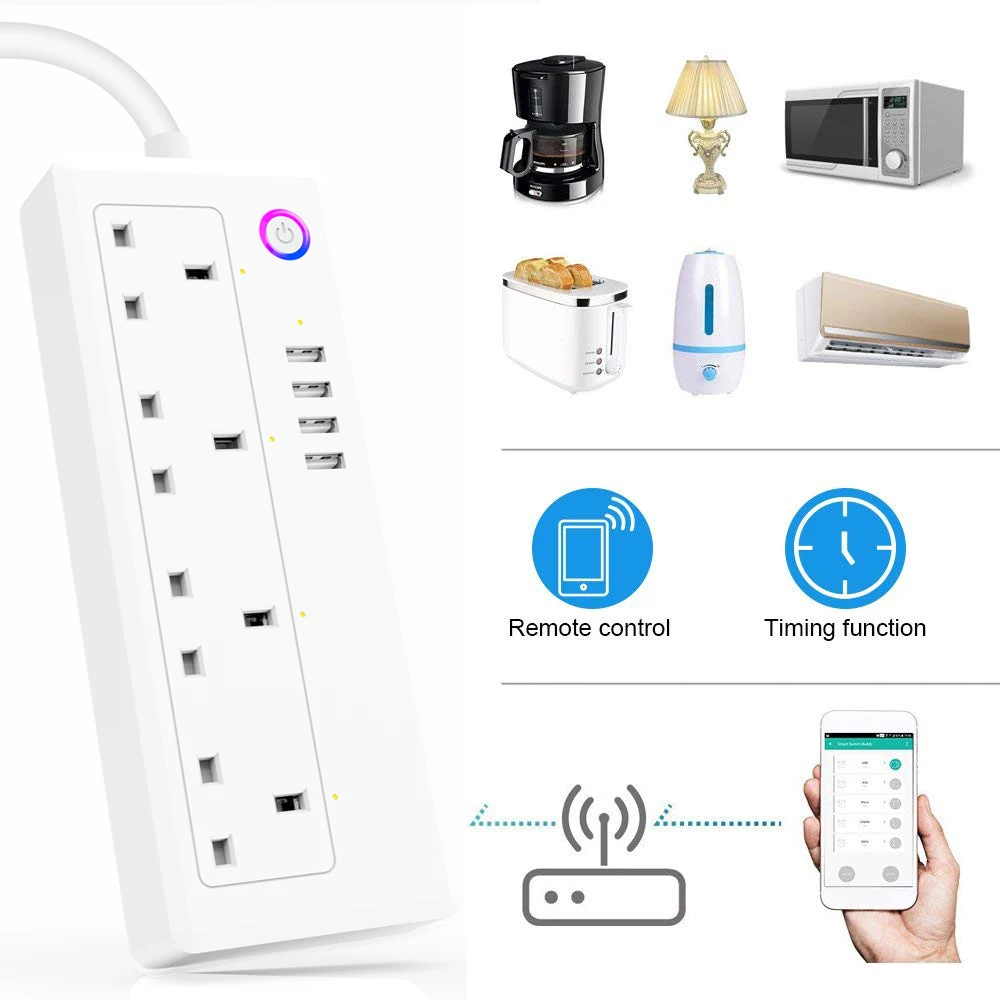 Умный удлинитель Tuya с Wi-Fi 16 А 4