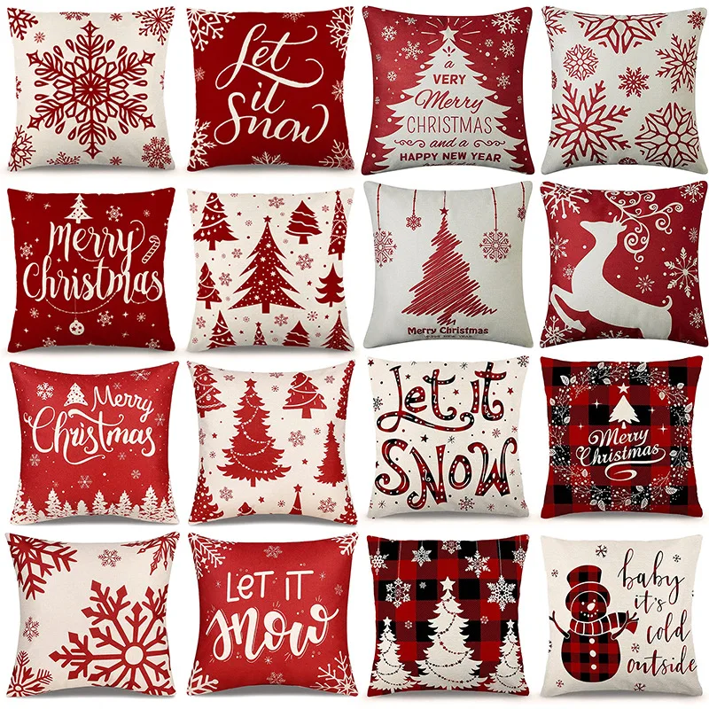 Christmas Pillowcase Sofa Living Room Pillow Cushion Wholesale Elk Snow Holiday Decoration Home 10 Linen Knitted Customizable