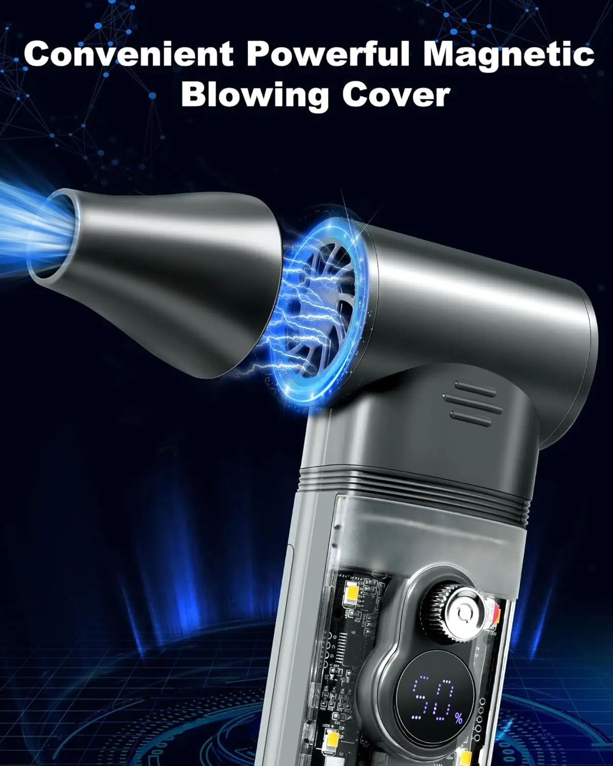 Portable Handheld Mini High speed 100000rpm turbo fan Air cooling charging usb fan Handheld led display Outdoor small fan