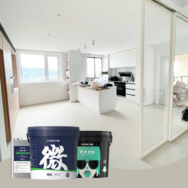 Wanlei модная и популярная высокогибкая краска для стен из микроцемента