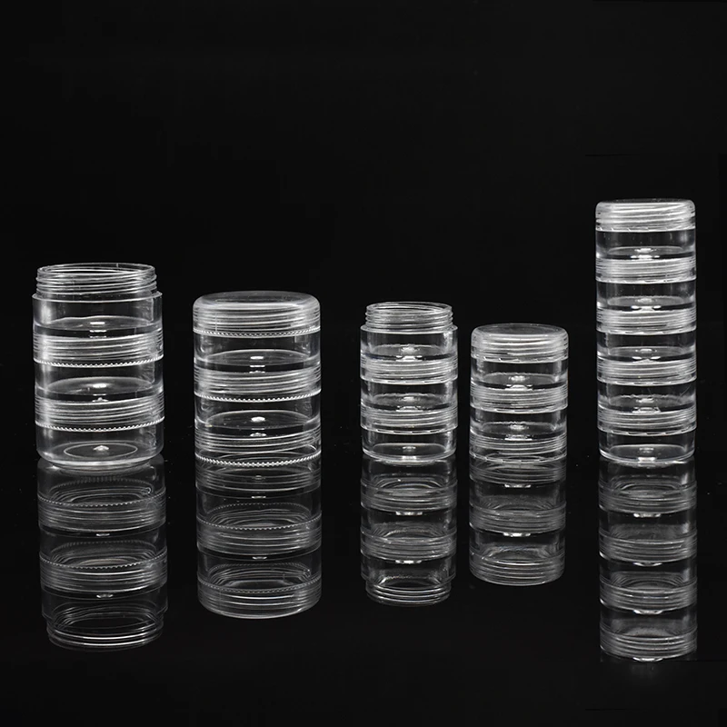plastic cosmetic jars stackable 5g 10g 30g 40g clear ps plastic cream jars with clear screw lids