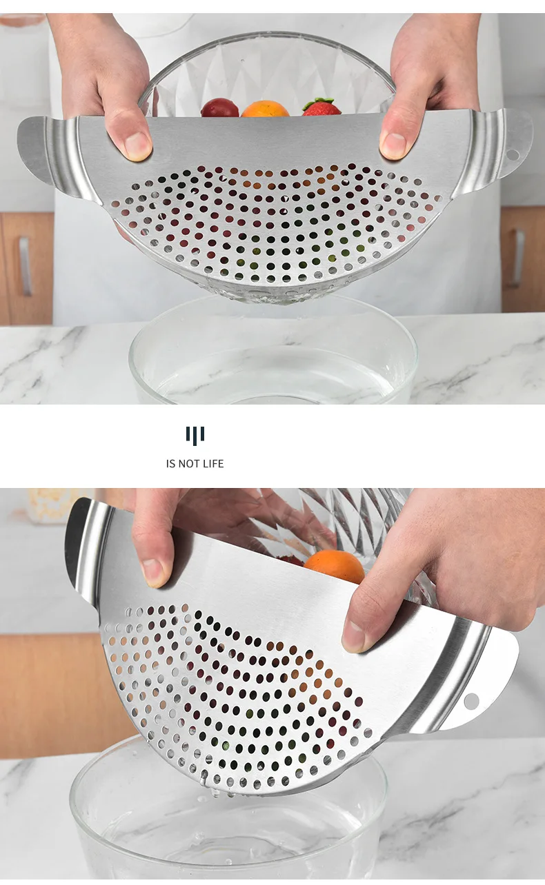 Strainer Stainless Steel Pasta Spaghetti Practical Draining Tool Pot Strainer Pan Drainer for Home Kitchen