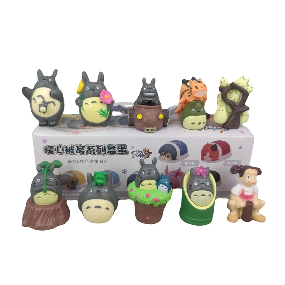 YMJ 10Pcs/Set 2-3CM Mini Hayao Miyazaki My Neighbor Totoro bus Baby Rat Yellow Duck PVC Figure Model Toy Doll