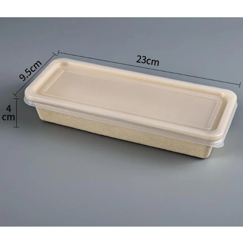 Biodegradable disposable 3 compartment rectangle take out food container box packaging