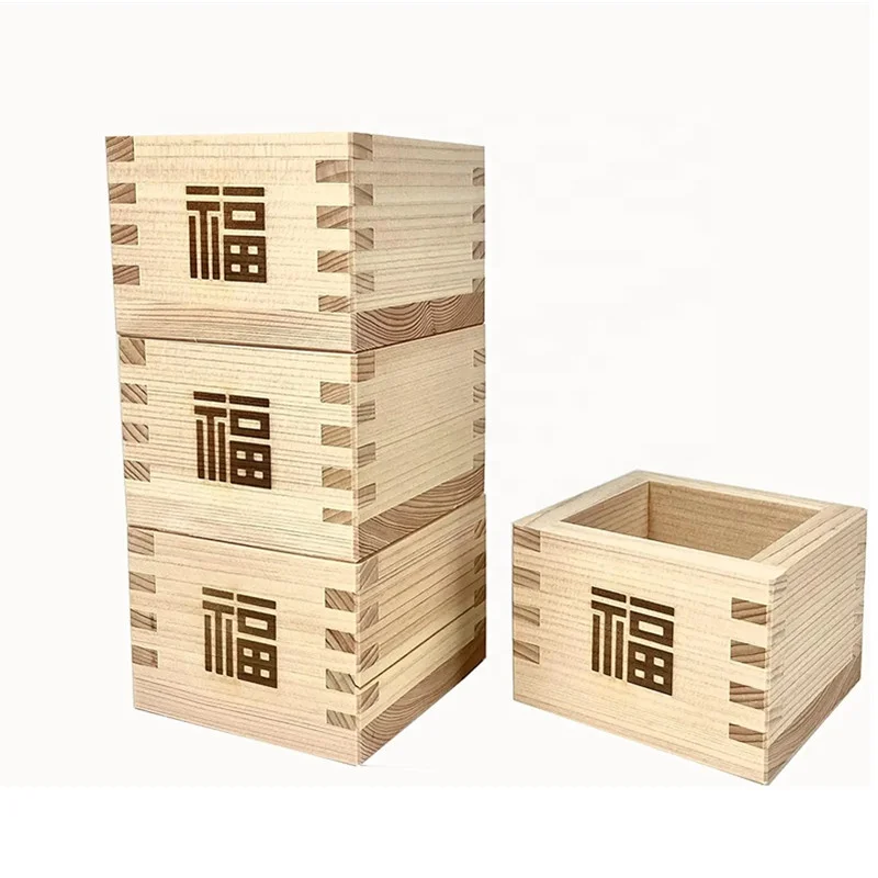 Japanese Masu Wooden Sake Cup Hinoki Wood Sake Cups Box