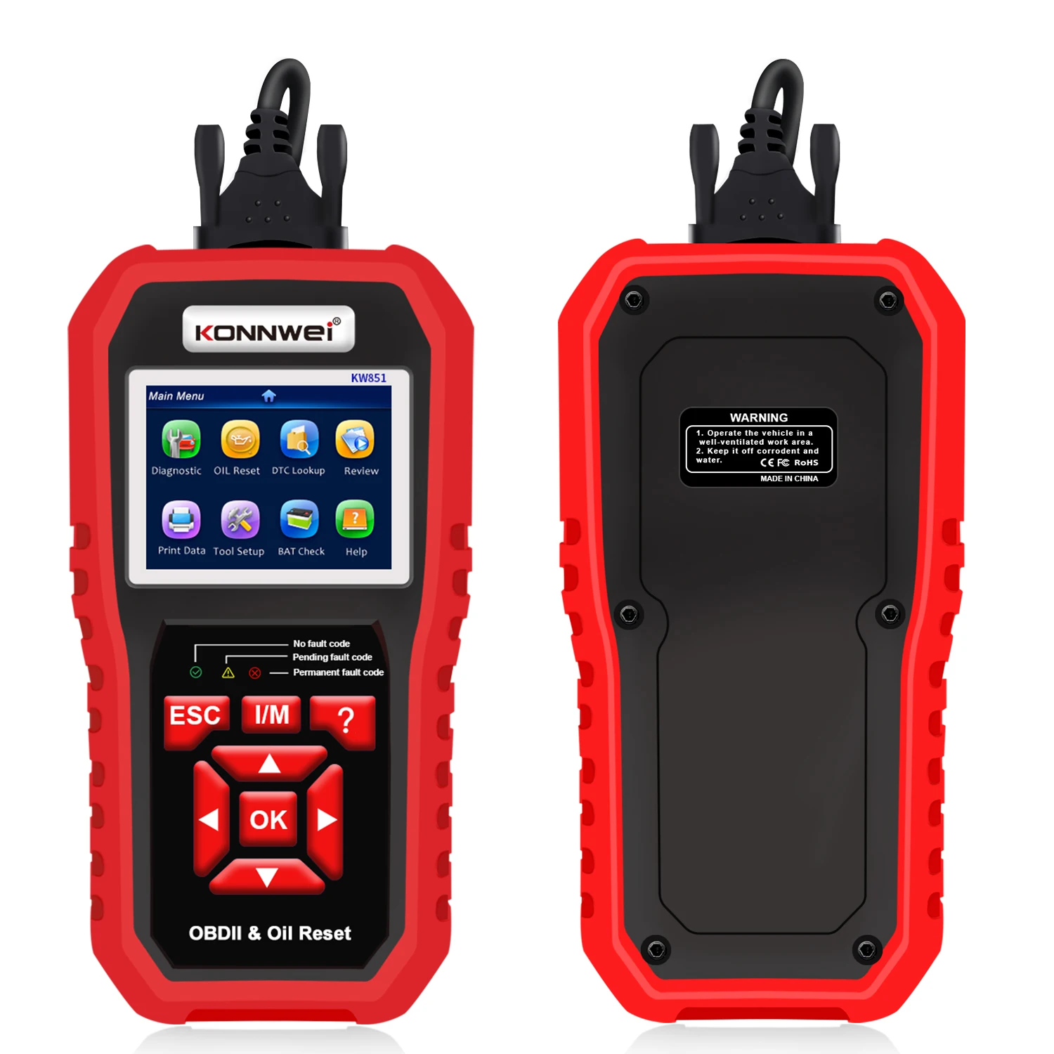 Professional KW851 Car OBD2 Code Reader Multiple Car Brands Diagnosis Scanner Konnwei Vehicle Diagnostic Tools