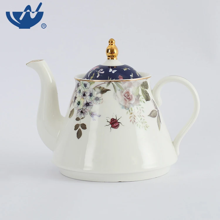 Wholesale Printed Decal Glazed New Bone China Ceramic Tea Set With Teapot For One