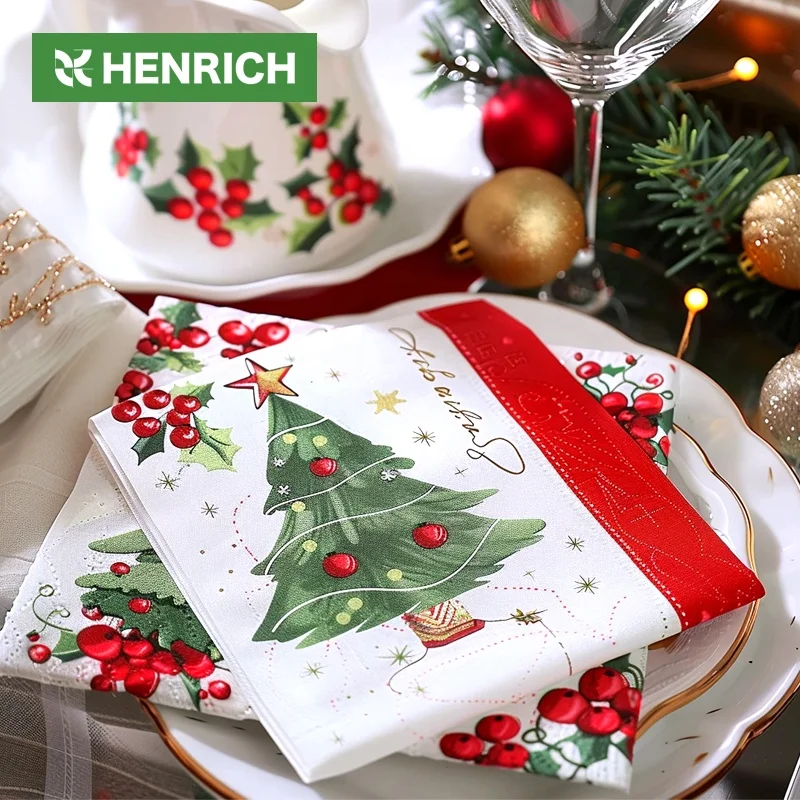 Many Years Factory Color Paper Napkins Roll Logo Christmas Personalised Tissue Napkin Paper
