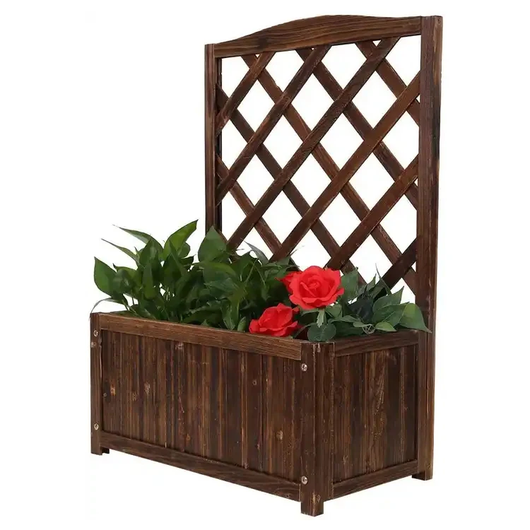 Raised Garden Bed Wooden 23x13x34in Elevated Planter Garden Box with Trellis for Vegetables Herbs Tree and Flowers Outdoor Garde