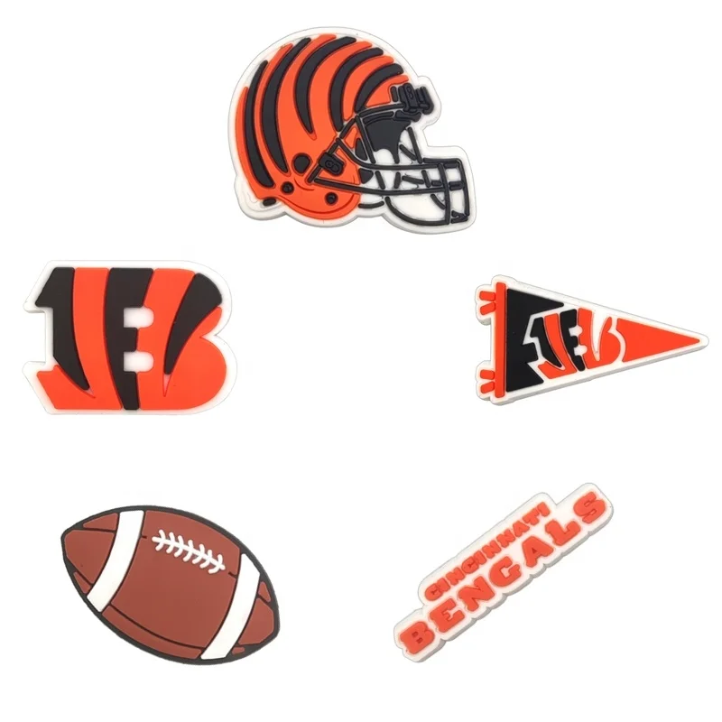 New football Sports Shoe Charms Sport Teams Helmet Hockey Shoe Charm Pvc Shoe Decorations Ball