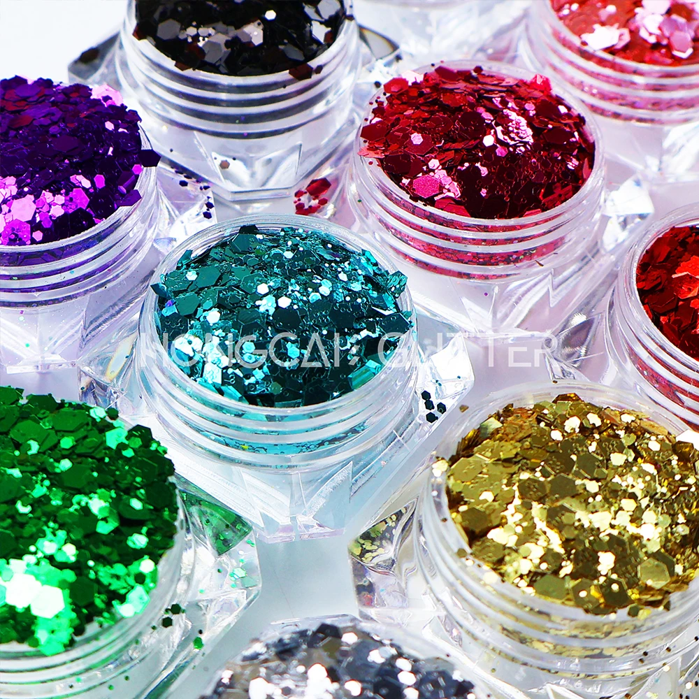 bulk metallic chunky mix polyester glitter colorful wholesale nails art Christmas decorations design glitters resin crafts