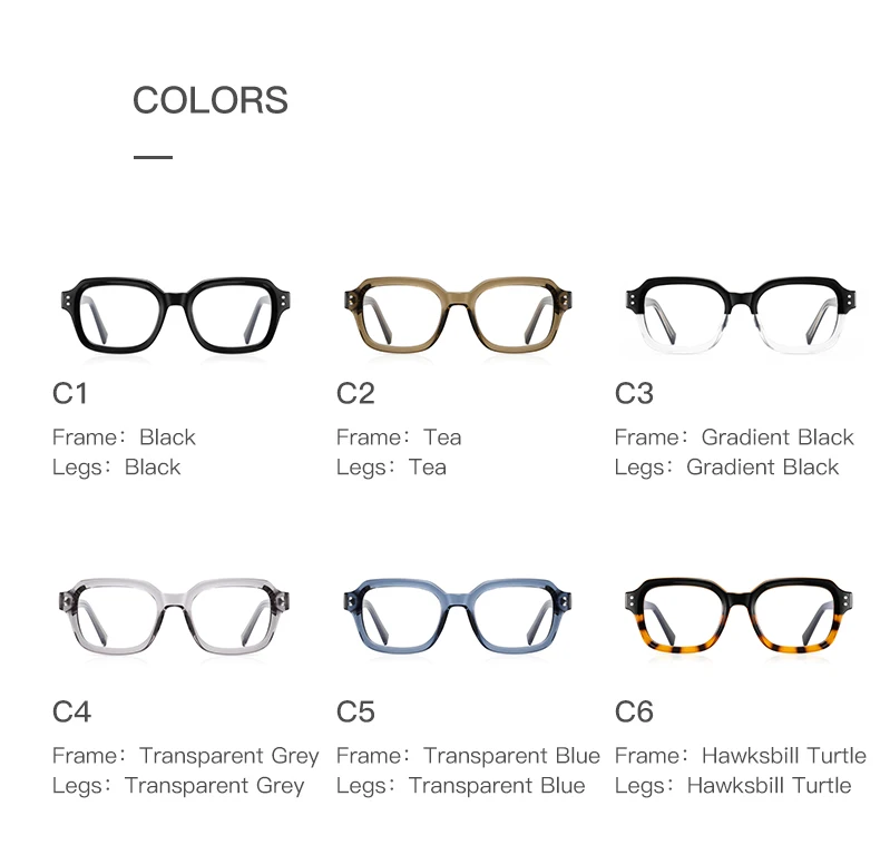 Retro square optical glasses black acetate eyeglasses frame anti-blue light computer glasses
