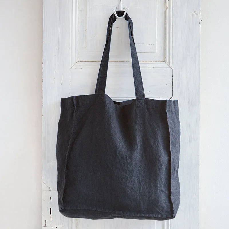 Hot Sale Eco Large Capacity Simplicity Shopping Pure Color Cotton Linen Tote Bag