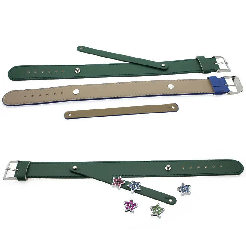 contact us for more styles 18+8 plain PU leather personalized custom name bling initial letter bracelets