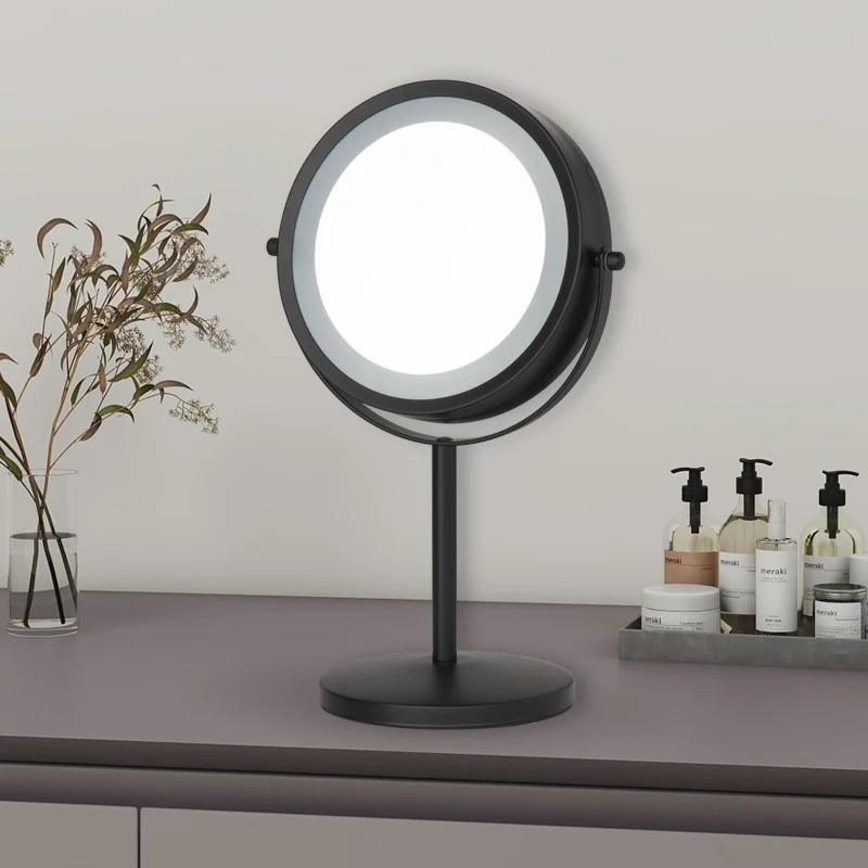 Популярное хромированное металлическое настольное зеркало вращение 360 с подставкой для макияжа домашнего использования оптовая продажа