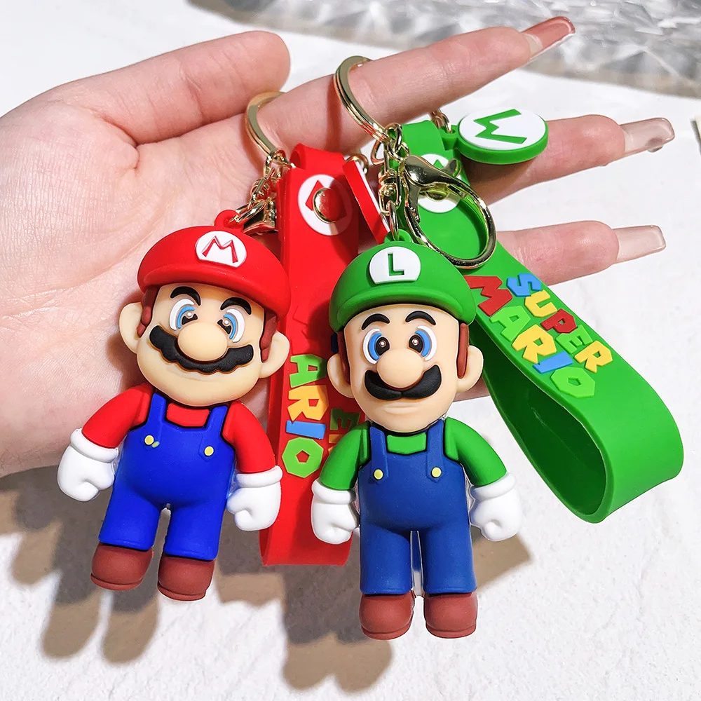 Custom Metal Keychain Mario Rubber Key Chains Cute Anime Keychain Anime Character Keyring Bag Pendant Keyring