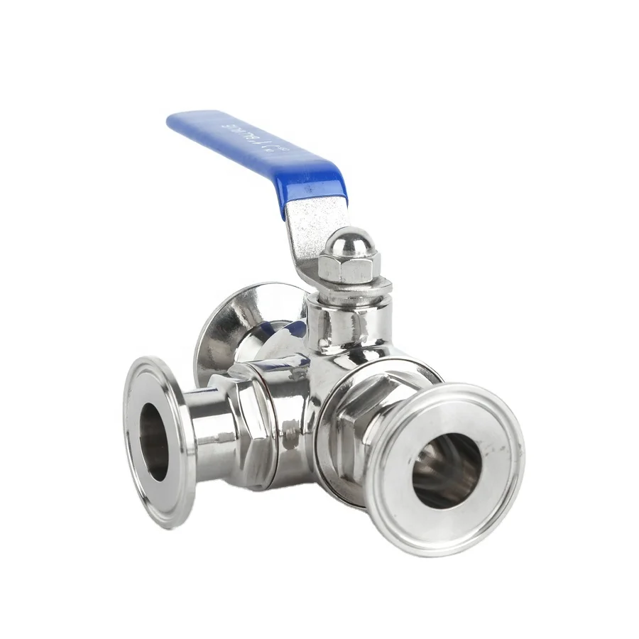 3 way Tri-clamp end sanitary ball valve T or L Port