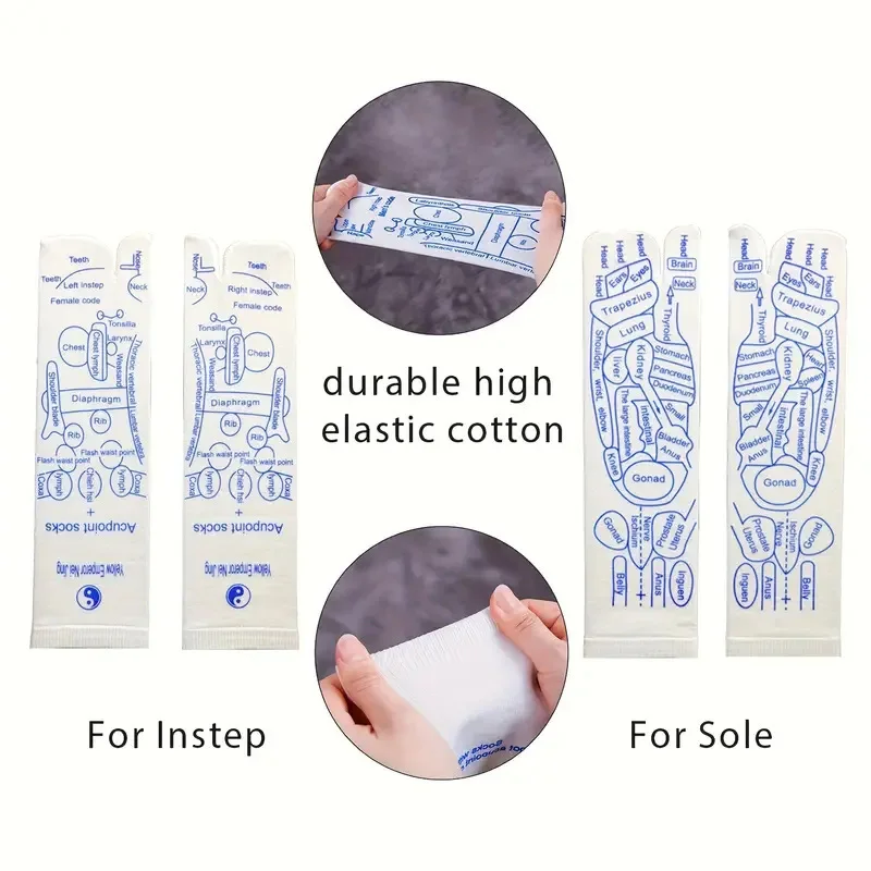 2024 Compports Acupressure Women Men Reflexology Reflexology Socks Acupressure Charts in English Rod Included Foot Massage Socks