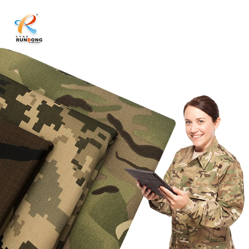 Rundong custom  65 polyester 35 cotton   personalized telas gabardina scrub 220 gsm   Camouflage Fabric