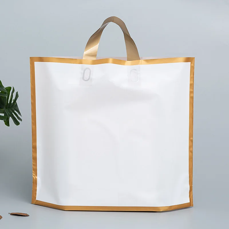 EVA frosted  plastic soft loop shopping carry poly gift promotion retailer tote bags for garments grocery beauty shop