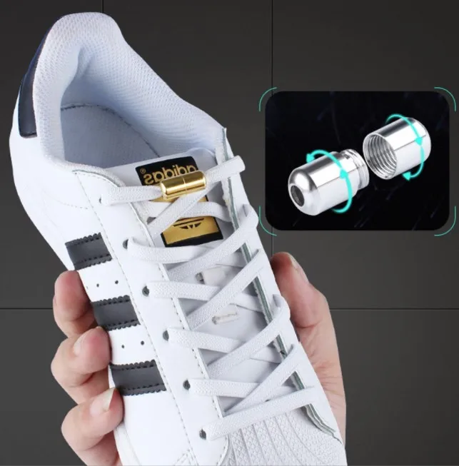 Sneaker Flat Lazy Shoelace No Tie Elastic Shoelace With Metal Aglet Shoelace Tips