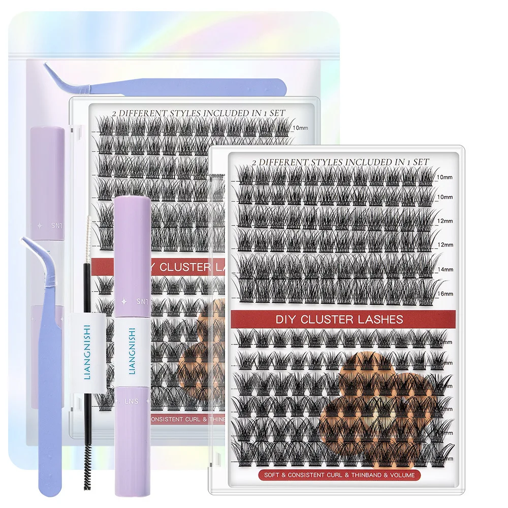 Long lasting diy other lash bond and sealer C D curl cluster lashes kit segment lash cut mink diy lahs extension kit