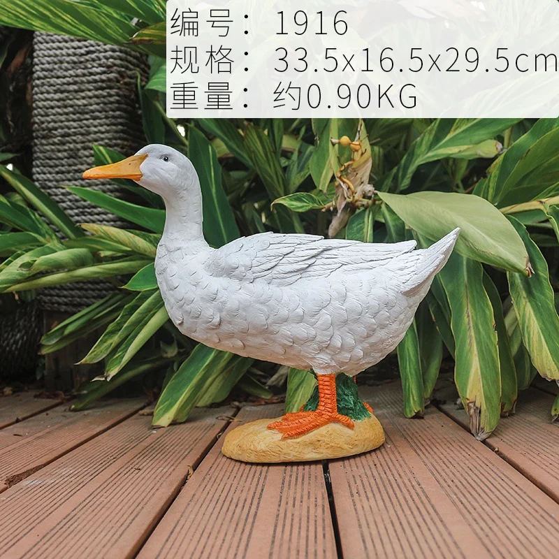 Hot Selling Custom Cute resin white goose polyresin decor Life Size 3D Printed Animal Duck Figurines glass Sculpture for garden