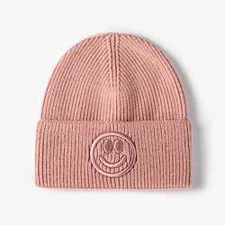 Wholesale Amazon Hot Sale High Quality Popular Unisex Colorful Warm Thick Smile Winter Hats Custom Logo Happy Face Beanie