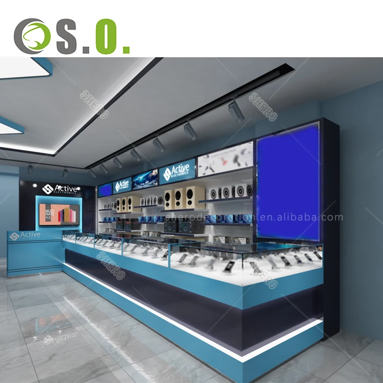 Latest mobile phone shop display Laptop Computer Shop Interior Design cell phone display furniture for sale