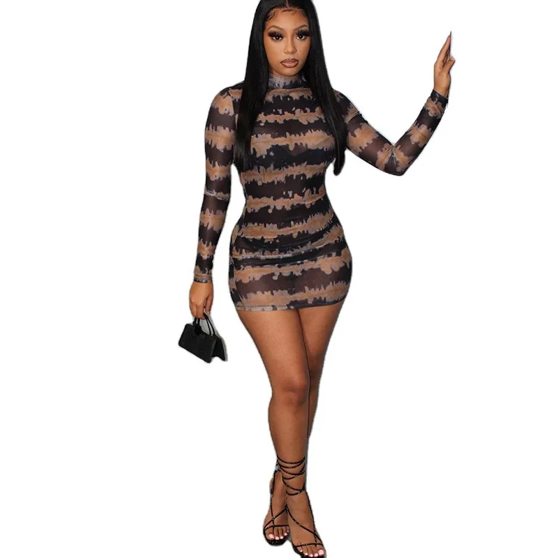 2021 Hot Sale Casual Dress Bodycon Ladies Women Lady Elegant Girls Short mini print long sleeve Dresses Sexy Sundresses