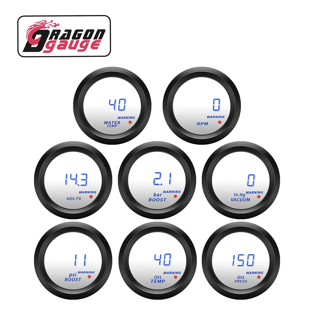  Тахометр Dragon Gauge Mercury Mirror универсальный 2 дюйма 52 мм 0-9999 12