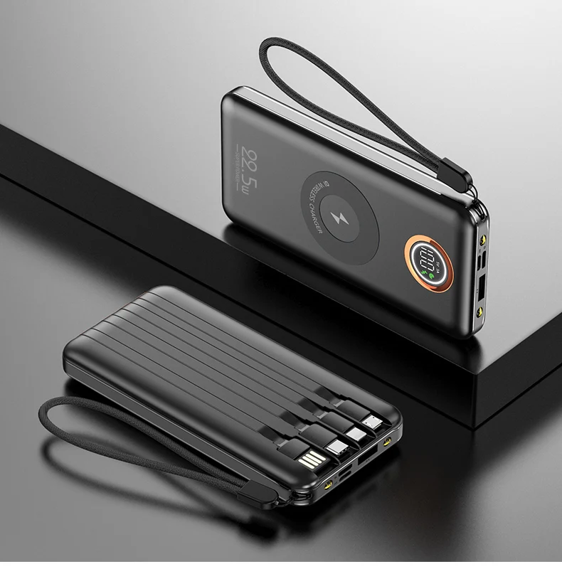 Multifunction 7-in-1 Power Bank 20000mAh External Battery Wireless Charge 18W 20W 22.5W PD Fast Charging Power Bank