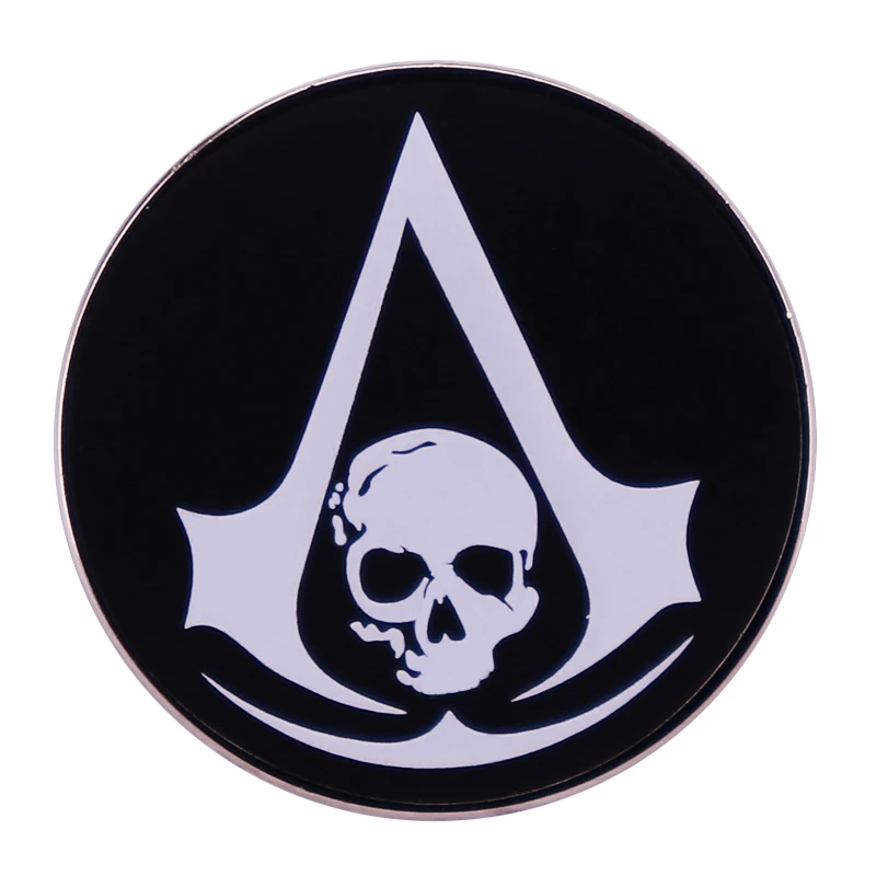 Assassins Creed Black Flag Pin Brooch Skull Gothic Badge