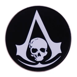 Assassins Creed Black Flag Pin Brooch Skull Gothic Badge