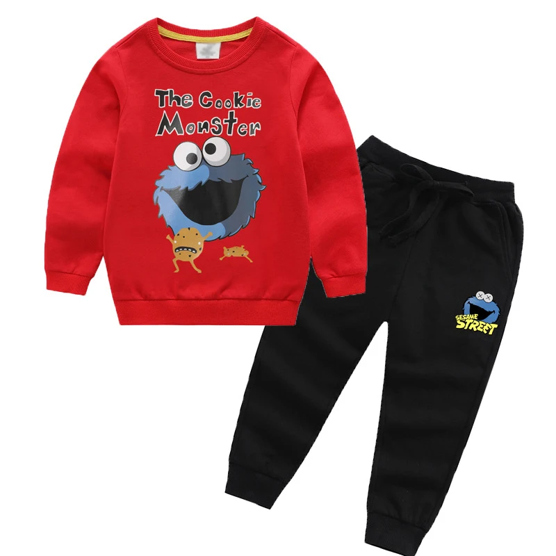Neue Herbst Kinder Junge Mädchen 100% Baumwolle niedlich bedruckte Sweatshirt Hose zweiteilige Kinder Freizeit kleidung Set