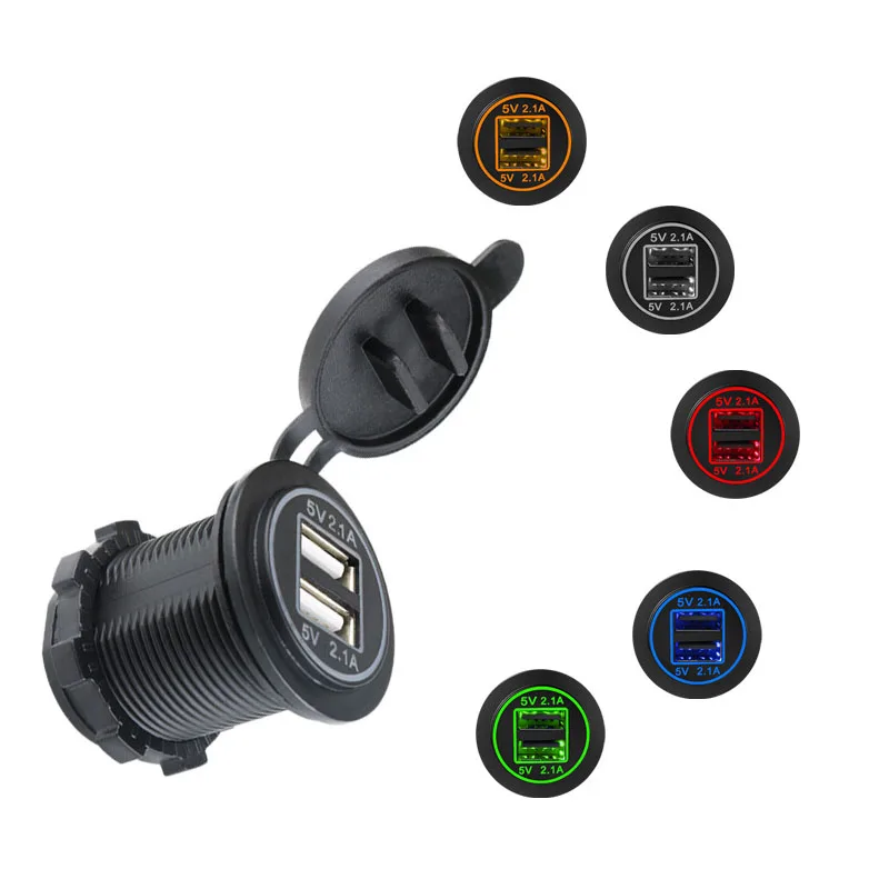 High Speed Car Charger Dual USB Vehicle DC12V 24V Waterproof 2 Port Power Socket Plug 5V For iPhone 12 11 Samsung Xiaomi Adapter