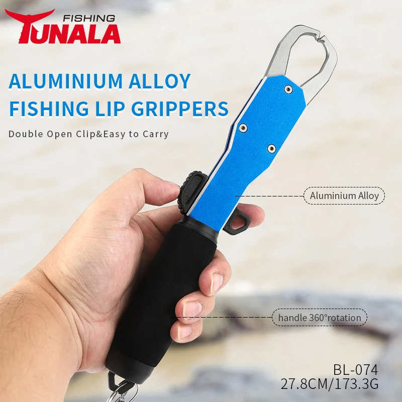 Aluminium  Alloy Fishing Gripper Portable Stainless Steel Straight-Shape Handle Fish Grip Grabber Holder for Fishing